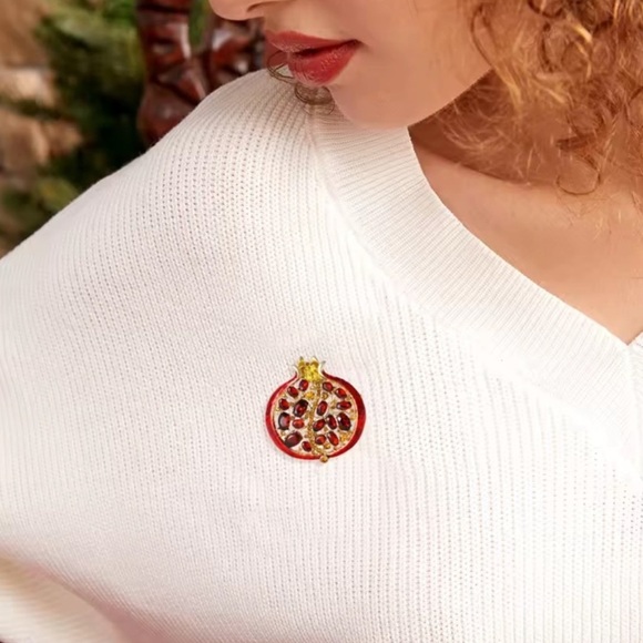 Red and Gold Pomegranate Brooch,Ready with Gift box - Picture 5 of 6